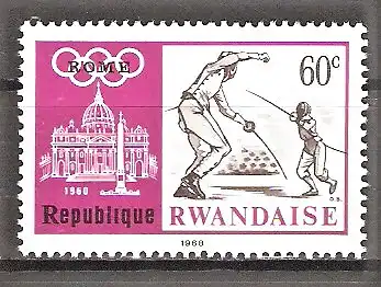 Briefmarke Ruanda Mi.Nr. 284 A ** Olympische Sommerspiele Mexiko 1968 / Fechten
