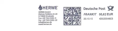 Freistempel 4D020048C5 Sinsheim - HERWE GmbH - www.herwe.de (Abb. Wassertropfen mit Hand) (#2345)