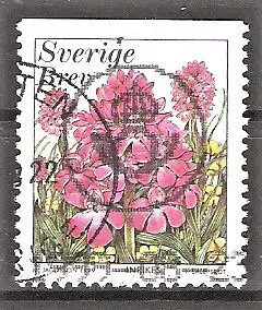 Briefmarke Schweden Mi.Nr. 2114 o Einheimische wildwachsende Orchideen 1999 / Pyramiden-Spitzorchis (Anacamptis pyramidalis)