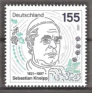 Briefmarke BRD Mi.Nr. 3598 ** Sebastian Kneipp 2021 / Priester und Naturheilkundler