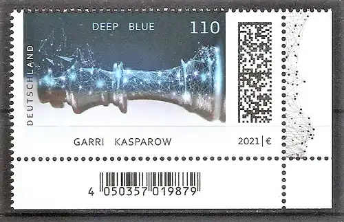 Briefmarke BRD Mi.Nr. 3595 ** Bogenecke unten rechts - Schachcomputer Deep Blue schlägt Weltmeister Garri Kasparow 2021