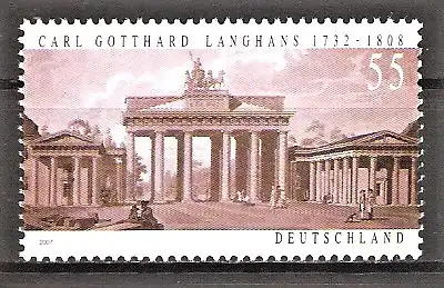 Briefmarke BRD Mi.Nr. 2634 ** 275. Geburtstag von Carl Gotthard Langhans 2007 / Brandenburger Tor
