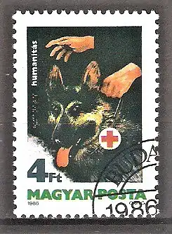 Briefmarke Ungarn Mi.Nr. 3813 A o Blindenhilfe 1986 / Deutscher Schäferhund