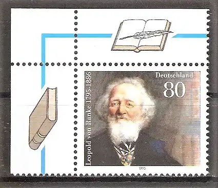 Briefmarke BRD Mi.Nr. 1826 ** Bogenecke oben links - Leopold von Ranke 1995 / Historiker