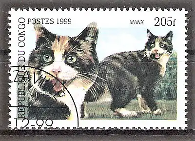 Briefmarke Kongo-Brazzaville Mi.Nr. 1679 o Manx Katze