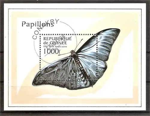 Briefmarke Guinea Mi.Nr. 1722 o / Block 518 o Schmetterling Adonis-Morpho (Morpho adonis)