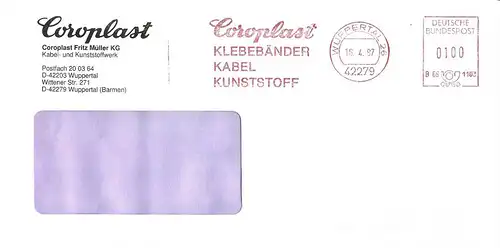 Freistempel B66 1103 Wuppertal - Coroplast - Coroplast Fritz Müller KG - Kabel- und Kunststoffwerk - Klebebänder Kabel (B32)