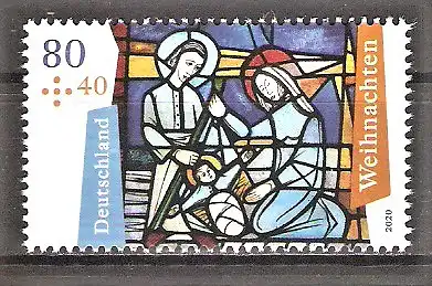 Briefmarke BRD Mi.Nr. 3571 ** Weihnachten 2020 / Geburt Christi, Detail eines Kirchenfensters von St. Katharina, Bad Soden / Taunus