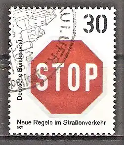Briefmarke BRD Mi.Nr. 667 o Neue Regeln im Straßenverkehr 1971 / Halt! Vorfahrt gewähren