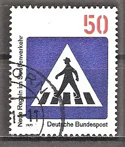 Briefmarke BRD Mi.Nr. 668 o Neue Regeln im Straßenverkehr 1971 / Fußgängerüberweg