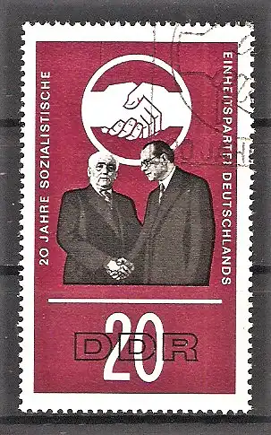 Briefmarke DDR Mi.Nr. 1176 o 20 Jahre SED 1966 / Wilhelm Pieck und Otto Grotewohl