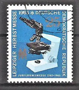 Briefmarke DDR Mi.Nr. 1132 o Leipziger Herbstmesse 1965 / Mikroskop