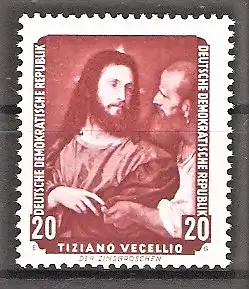 Briefmarke DDR Mi.Nr. 589 ** Gemälde der Dresdener Gemäldegalerie 1957 / "Der Zinsgroschen" von Tizian
