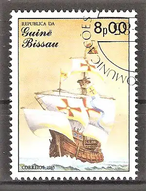 Briefmarke Guinea-Bissau Mi.Nr. 872 o Segelschiffe 1985 / "Santa María" (Flaggschiff von Christoph Kolumbus)