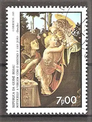Briefmarke Guinea-Bissau Mi.Nr. 881 o Internationale Briefmarkenausstellung ITALIA ’85 Rom / Gemälde von Sandro Botticelli