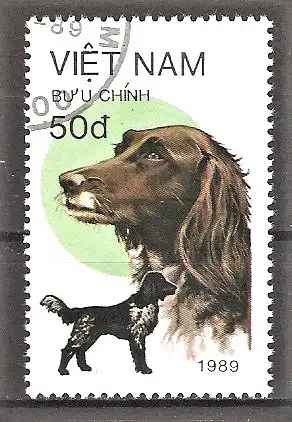 Briefmarke Vietnam Mi.Nr. 2075 o Hunde 1989 / Münsterländer