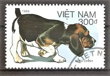 Briefmarke Vietnam Mi.Nr. 2079 o Hunde 1989 / Basset