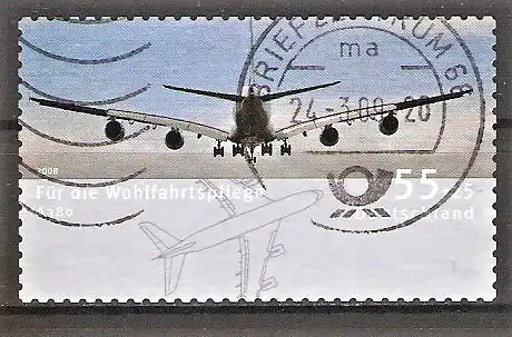Briefmarke BRD Mi.Nr. 2676 o Wohlfahrt 2008 Luftfahrzeuge / Großraumverkehrsflugzeug Airbus A380