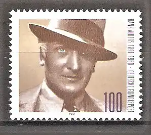 Briefmarke BRD Mi.Nr. 1561 ** 100. Geburtstag von Hans Albers 1991 / Deutscher Schauspieler im Film „Der Sieger“