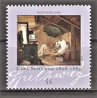 Briefmarke BRD Mi.Nr. 2647 ** 200. Geburtstag von Carl Spitzweg 2008 / Gemälde "Der arme Poet"