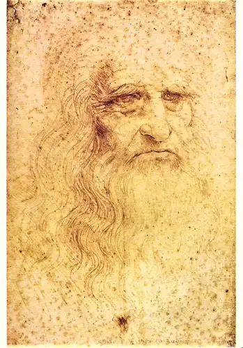 Ansichtskarte Italien - Turin / Leonardo da Vinci - Selbstbildnis - Gemälde in der Nationalbibliothek Turin (1571)