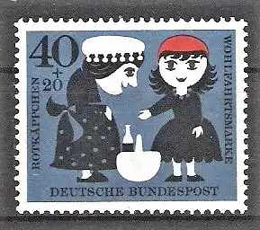 Briefmarke BRD Mi.Nr. 343 ** Märchen der Brüder Grimm 1960 / Szene aus dem Märchen „Rotkäppchen“