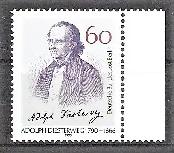 Briefmarke Berlin Mi.Nr. 879 ** Seitenrand rechts - Adolph Diesterweg 1990 / Pädagoge