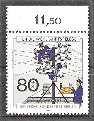 Briefmarke Berlin Mi.Nr. 877 ** Oberrand - Geschichte der Post 1990 / Telefonarbeiten
