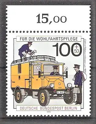 Briefmarke Berlin Mi.Nr. 878 ** Oberrand - Geschichte der Post 1990 / Elektro-Paketzustellwagen