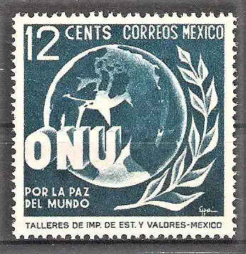 Briefmarke Mexiko Mi.Nr. 901 ** Vereinte Nationen 1946 / Weltkugel und Olivenzweig