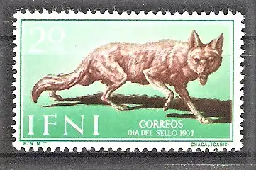 Briefmarke Ifni Mi.Nr. 169 ** Tag der Briefmarke 1957 / Schakal (Canis aureus)