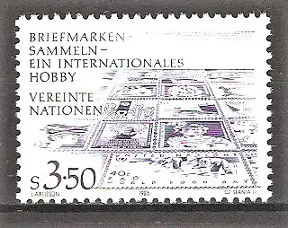 Briefmarke UNO-Wien Mi.Nr. 60 ** Briefmarkensammeln – ein internationales Hobby 1986 / Briefmarken der Vereinten Nationen