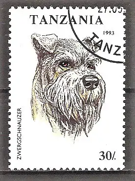 Briefmarke Tanzania Mi.Nr. 1600 o Hunde 1993 / Zwergschnauzer