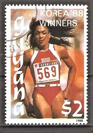 Briefmarke Guyana Mi.Nr. 2494 o Sport 1989 / USA Olympiasiegerin Florence Griffith-Joyner