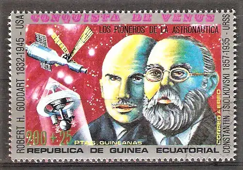 Briefmarke Äquatorial-Guinea Mi.Nr. 224 o Erforschung der Venus 1973 / Raumfahrtpioniere Goddard & Ziolkowski