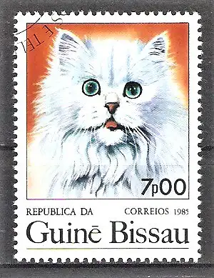 Briefmarke Guinea-Bissau Mi.Nr. 856 o Internationale Briefmarkenausstellung ARGENTINA ’85 / Katze