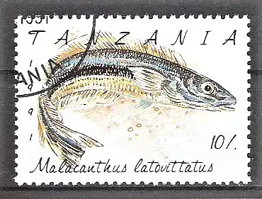 Briefmarke Tanzania Mi.Nr. 1040 o Glanzauge (Malacanthus latovittatus)