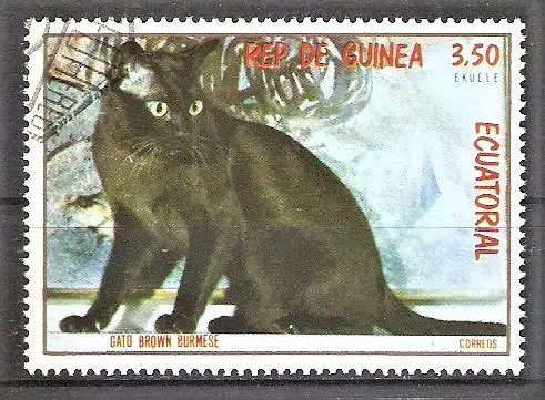 Briefmarke Äquatorial-Guinea Mi.Nr. 1397 o Katzen 1978 / Schwarze Katze