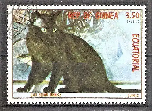 Briefmarke Äquatorial-Guinea Mi.Nr. 1397 o Schwarze Katze