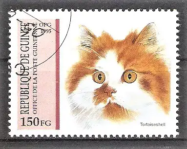 Briefmarke Guinea Mi.Nr. 1515 o Katzen 1995 / Bicolor-Langhaarkatze