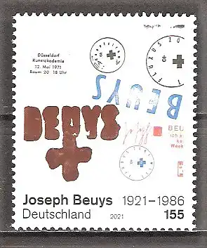 Briefmarke BRD Mi.Nr. 3610 ** 100. Geburtstag von Joseph Beuys 2021 / Deutscher Aktionskünstler, Zeichner, Bildhauer und Medailleur