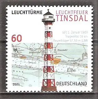 Briefmarke BRD Mi.Nr. 3615 ** Leuchttürme 2021 / Leuchtfeuer Tinsdal