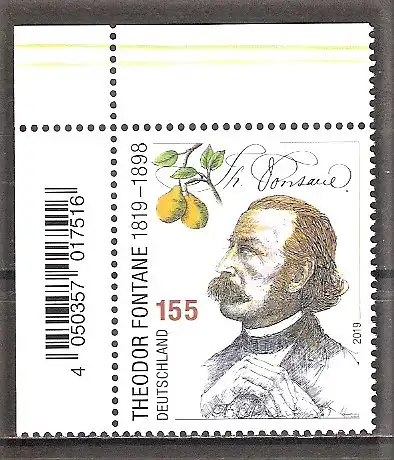 Briefmarke BRD Mi.Nr. 3508 ** BOGENECKE o.l. / 200. Geburtstag von Theodor Fontane 2019