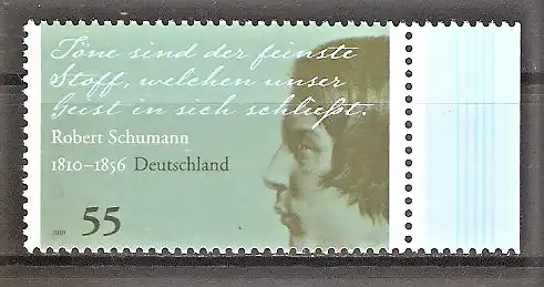 Briefmarke BRD Mi.Nr. 2797 ** Seitenrand rechts - 200. Geburtstag von Robert Schumann 2010 / Komponist