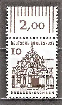 Briefmarke BRD Mi.Nr. 454 (B) ** OBERRAND 10 Pf. Kleine Bauwerke 1964 / Wallpavillon des Zwingers Dresden