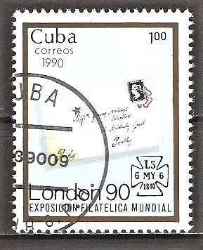 Briefmarke Cuba Mi.Nr. 3381 o Internationale Briefmarkenausstellung STAMP WORLD LONDON ’90