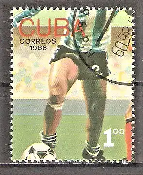 Briefmarke Cuba Mi.Nr. 2985 o Fussball-Weltmeisterschaft Mexiko 1986 / Spielszene