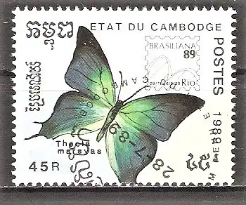 Briefmarke Kambodscha Mi.Nr. 1082 o Schmetterling Pseudolycaena marsyas