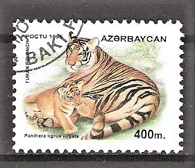 Briefmarke Aserbaidschan Mi.Nr. 273 o Fauna und Flora 1995 / Kaspitiger (Panthera tigris virgata)