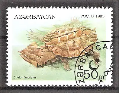 Briefmarke Aserbaidschan Mi.Nr. 223 o Schildkröten 1995 / Fransenschildkröte (Chelus fimbriatus)